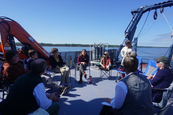 Group of researchers on a boat